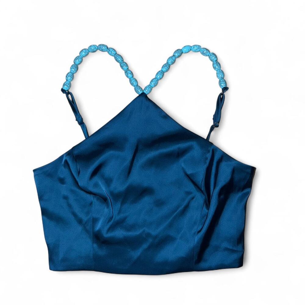 Sigrid Olsen NWT  Blue Beaded Crop Top XS